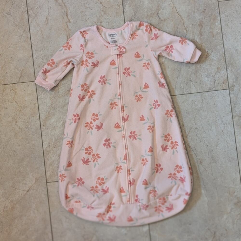 Carter's Girls Floral Pink Fleece Sleep Sack - 3-6 Months